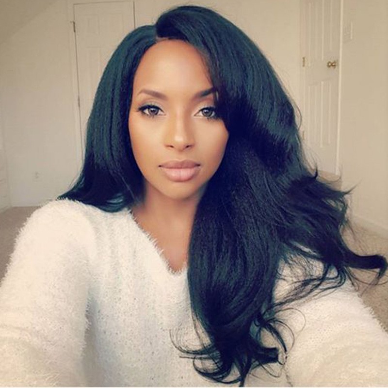 Italian Yaki Straight Full Lace Human Hair Wigs 150% ...