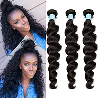 Natural Color Loose Wave Hair Extensions Brazilian Virgin Human Hair Weave 3 Bundles