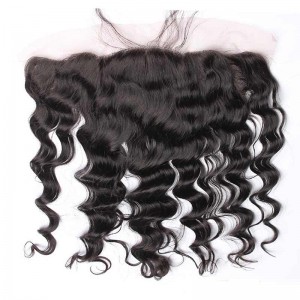 Natural Color Loose Wave Brazilian Virgin Hair Lace Frontal Closure 13x4inches 