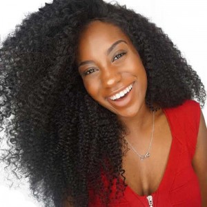 Brazilian Virgin Human Hair Wig Natural Color Kinky Curly Lace Front Wigs