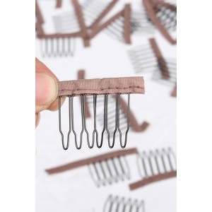 Lace Wrap 6 Teeth Combs Wire Spring Comb Wig Add to Wig Cap Clip Snap For Wig