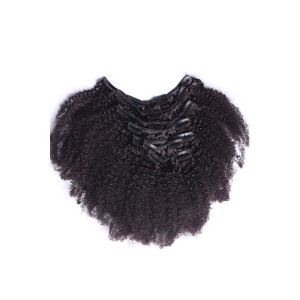 Afro Kinky Curly Brazilian Virgin Clip In Hair Extensions Natural Color