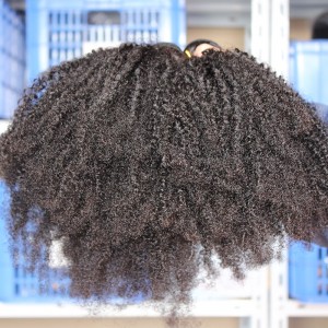 Natural Color Afro Kinky Curly Peruvian Virgin Human Hair Weave 4pcs Bundles