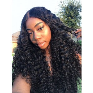 Sunny Queen 250% Density Brazilian Virgin Hair Kinky Curly Lace Front Human Hair Wigs