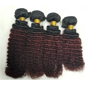 Sunny Queen Clearance High Quality 1B/Burgundy Kinky Curly Brazilian Virgin Human Hair Weave 3pcs Bundles