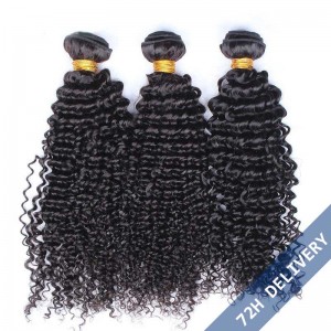 Natural Color Kinky Curly Hair Weaves Brazilian Virgin Human Hair 3 Bundles