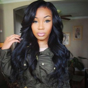 Natural Color Unprocessed Peruvian Virgin 100% Human Hair Body Wave Full Lace Wigs