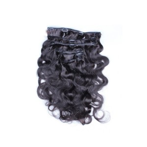 Body Wave Mongolian Virgin Hair Clip In Human Hair Extensions Natural Color