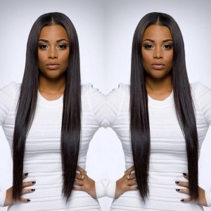 Brazilian Wigs Pre-Plucked Natural Hair Line 150% Density Wigs Silk Straight Lace Front Ponytail Wigs