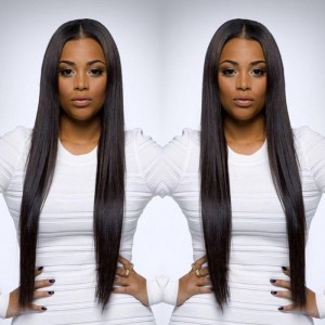 Brazilian Wigs Pre-Plucked Natural Hair Line 150% Density Wigs Silk Straight Lace Front Ponytail Wigs