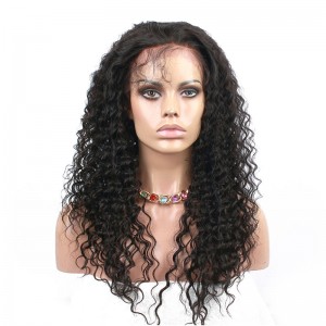 Natural Color Deep Wave Wavy Full Lace Human Hair Wigs Brazilian Virgin Human Hair