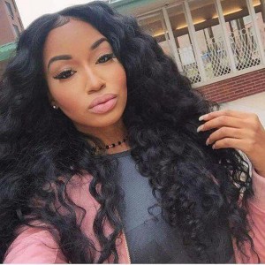 Lace Front Human Hair Wigs 100% Brazilian Virgin Human Hair Wig Deep Wave Pre-Plucked Natural Hair Line