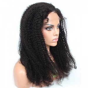 Natural Color Unprocessed Peruvian Virgin 100% Human Hair Afro Kinky Curly Full Lace Wigs