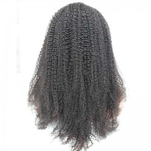 1B Color Brazilian Virgin Human Hair Afro Kinky Curly Full Lace Wigs 20 Inch