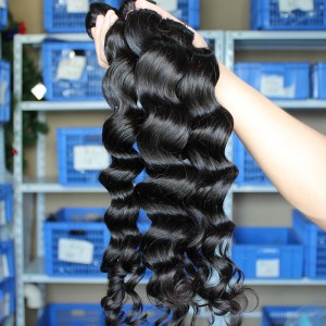 Indian Virgin Human Hair Extensions Weave Loose Wave 4 Bundles Natural Color 