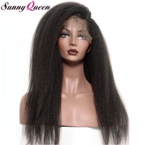 360 Lace Frontal Wigs 7A Kinky Straight Full Lace Human Hair Wigs 180% Density 360 Lace Front Wig