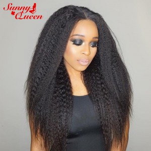 Sunny Queen 250% Density Brazilian Virgin Hair Kinky Straight Lace Front Human Hair Wigs Pre Plucked