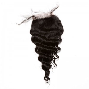 Mongolian Virgin Hair Loose Wave Free Part Lace Closure 4x4inches Natural Color