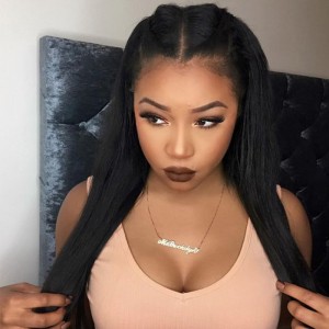 Pre-Plucked 360 Lace Wigs 180% Brazilian Straight Hair Full Lace Front Human Hair Wigs Natural Hairline