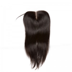 Malaysian Virgin Hair Silk Straight Three Part Lace Closure 4x4inches Natural Color