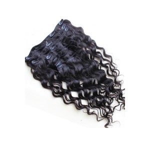 Natural Color Loose Wave Mongolian Virgin Hair Clip In Human Hair Extensions