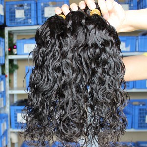 Natural Color Indian Remy Human Hair Extensions Weave Wet Wave 4 Bundles