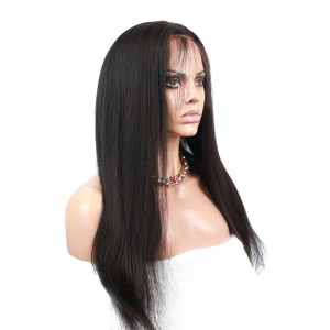 Natural Color Light Yaki Straight Unprocessed Peruvian Virgin Human Hair Full Lace Human Hair Wigs