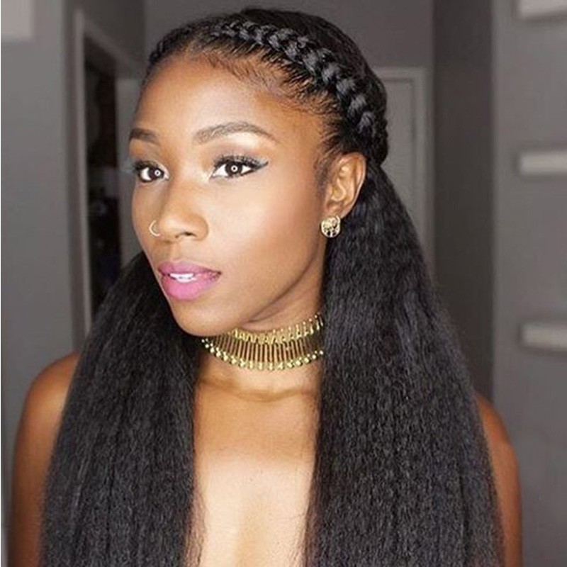 250 Density Brazilian Kinky Straight Lace Front Human Hair Wigs With