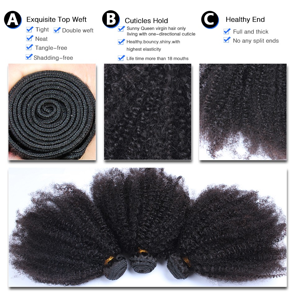 Natural Color Brazilian Virgin Human Hair Afro Kinky Curly ...