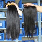 Sunny Queen Peruvian Virgin Hair Silky Straight Three Part Lace Closure with 3pcs Weaves