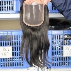 Sunny Queen Natural Color Peruvian Virgin Hair Silk Straight Three Part Lace Closure 4x4inches