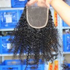 Sunny Queen Peruvian  Virgin Hair Afro Kinky Curly Free Part Lace Closure 4x4inches Natural Color
