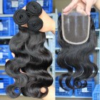 Sunny Queen Malaysian Virgin Hair Body Wave Middle Part Lace Closure with 3pcs Weaves