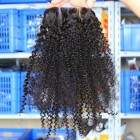 Sunny Queen Malaysian Virgin Hair Afro Kinky Curly Three Part Lace Closure 4x4inches Natural Color