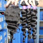 Sunny Queen Indian Virgin Hair Loose Wave Middle Part Lace Closure with 3pcs Weaves