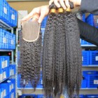 Sunny Queen Indian Virgin Hair Kinky Straight Free Part Lace Closure with 3pcs Weaves