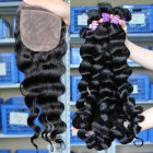 Sunny Queen Mongolian Virgin Hair Loose Wave 4X4inches Three Part Silk Base Closure with 3pcs Weaves