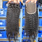 Sunny Queen Natural Color Kinky Straight European Virgin Hair Free Part Lace Closure 4x4inches 