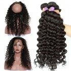 Sunny Queen 360 Lace Frontal Wigs Brazilian Virgin Hair Deep Wave 360 Circle Lace Frontal With Two Bundles