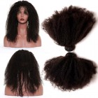 Sunny Queen 360 Lace Frontal Band Frontal Afro Kinky Curly Brazilian Virgin Hair Lace Frontals with Two Bundles