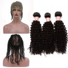 Sunny Queen 360 Frontal Closure With 3 Bundles Brazilian Virgin Hair Kinky Curly 360 Lace Band Frontal Closure