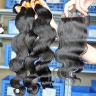 Sunny Queen Peruvian Virgin Hair Body Wave Middle Part Lace Closure with 3pcs Weaves