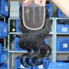 Sunny Queen Body Wave European Virgin Hair Three Part Lace Closure 4x4inches Natural Color 