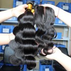 Sunny Queen Peruvian Virgin Hair Body Wave 4X4inches Middle Part Silk Base Closure with 3pcs Weaves