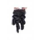 Sunny Queen Brazilian Virgin Hair Bouncy Curl Funmi Hair Free Part Lace Closure 4x4inches Natural Color