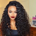 Sunny Queen Natural Black Color Water Wave Peruvian Virgin Human Hair Full Lace Wigs