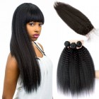 Sunny Queen Brazilian Virgin Hair with Closure Kinky Straight 3 Bundles with 1 closure Natural Color