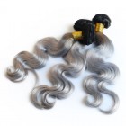 Sunny Queen 3 Ombre Human Brazilian Hair Weave Bundles Two Tones Remy 1B/50 Grey Body Wave Sunny Queen