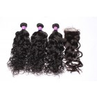 Sunny Queen Brazilian Water Wave Hair With Closure 3 Pcs Hair Bundles With Closure Human Virgin Hair Weave Sunnyqueen