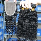 Sunny Queen Malaysian Virgin Hair Kinky Curly Free Part Lace Closure with 3pcs Weaves